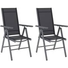 Aluminium Patio Chairs OutSunny 2 Pcs Folding Chair with Armrests - Dark Grey