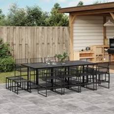 Rattan Patio Dining Sets Berkfield Home 13 Piece Garden Black Poly Rattan One Size Patio Dining Set