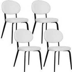 Homcom Set of 4 Sherpa Dining Chairs Boucle Chairs with Back Kitchen Chair 4pcs