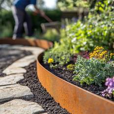 Nicoman Heavy Duty Pre Rusted Garden Border 5m Brown