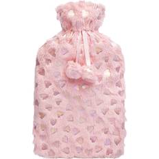 Plush Hearts Hot Water Bottle 2 Litre Pink