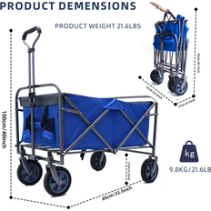 Utility Wagons Bed Bath & Beyond Outdoor Garden Multipurpose Micro Collapsible Beach Trolley Cart Camping Folding Wagon 37.8 In L X 22.83 In W X 39.37 In H