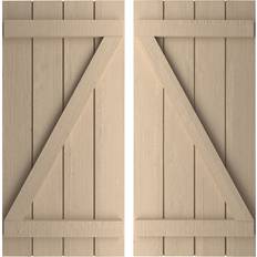 Windows Ekena Millwork Rustic 4 Board Joined B-N-B Faux Wood Shutters 22 x 76 in Rough Cedar Timber Window Shutter