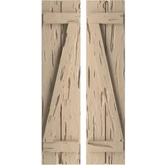 Windows Ekena Millwork Rustic 2 Board Joined B-N-B Faux Wood Shutters 11x74 Timber Window Shutter
