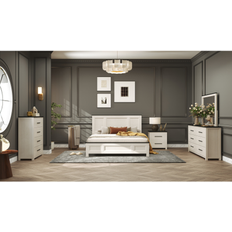 Bed Packages Roundhill Furniture Realynn 5-Piece Wood Bedroom Set Queen Size