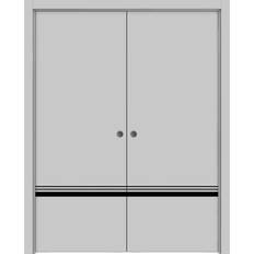 Doors SartoDoors French Double Pocket Doors 56 84 inches Planum 0012 Grey Matte Interior Door (x)