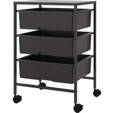Northio Rullvagn Serveringsvagn Med 3-Våningshandtag 40,8 x 33,5 x 60,5 cm Svart Rullbord