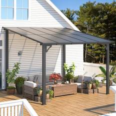 YODOLLA Aluminium Gazebo Hardtop Lean to Pergola 3m x 3m