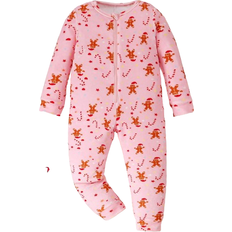 Shein Young Girl Gingerbread Print Snug Fit FrontZip Long Sleeve Jumpsuit Christmas