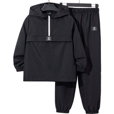 Shein pcs Tween Boys SemiOpen Hooded Jacket And Tapered Pants Set Casual Sports Style For AutumnWinter