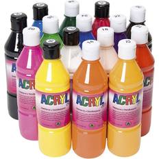 Creativ Company Akrylfärg, primärfärger, 15x500 ml/ 1 förp