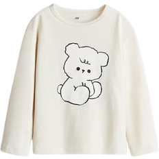 Beige Tops Children's Clothing H&M Printed Cotton Top - Cream/Teddy Bear (1270165001)