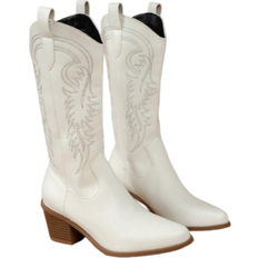 Women Embroidery Detail Chunky Heeled Western Boots Fashion Boots Cowboy Boots