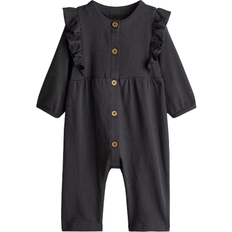 H&M Frill-Trimmed Romper Suit - Dark Grey (1254690002)