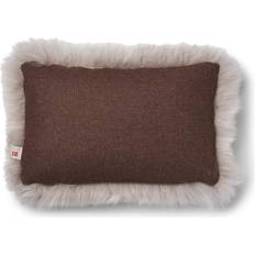 Natures Collection Lammfellkissen Langhaar Neuseeland 34x52 cm Komplettes Dekokissen Beige, Braun (52x34cm)