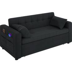 Moasis 55" Modern Sleeper Black Sofa 55" 3 Seater