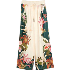 River Island Botanical Wide Leg Trousers - Cream