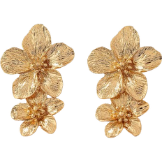 Shein 1pair Fashionable Outdoor Sports Vacation Style Elegant Romantic Hollow Out Flower Dangle Earrings For Women, Suitable For Daily Dating And Vacation