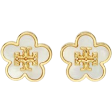 Tory Burch Kira Flower Stud Earrings GOLD MOTHER O
