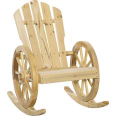 OutSunny Wooden Adirondack Rocking Chair Natural
