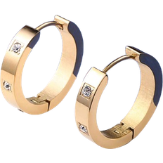 Shein 1pair Exquisite Stainless Steel Cubic Zirconia Decor Hoop Earrings For Women For Daily Decoration
