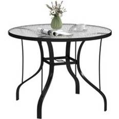 Outdoor Dining Tables Garden & Outdoor Furniture OutSunny Tempered Glass Top Round 96.5 x 96.5 x 71 cm