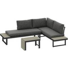 OutSunny 4 Seater L Shaped Aluminium Garden Furniture with Coffee Outdoor Lounge Set, Table incl. 2 Chairs