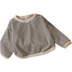 Randiga Sweatshirts Barnkläder Shein Young Girl Striped Drop Shoulder Sweatshirt