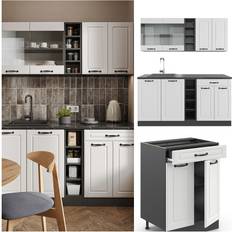 Cuisines Équipées Vicco Cuisine R-Line 160 cm Sans Plan Travail - Blanc Cottage Anthracite