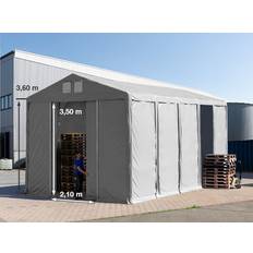 Toolport Lagertält 5x10 m 3,6 m Sidohöjd Med Skjutport PVC 850 Grå