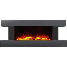 Silver Electric Fireplaces Living and Home Multicolour Electric Stainless Steel Flames Wall Mounted Fireplace 52 inch