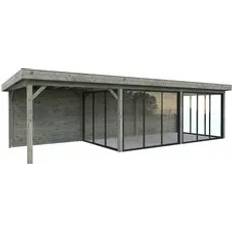 Carportar Palmako Carport Pavillon Connect Lenna 24.9 m2 Set 418 Slide grau tauchgrundiert (Gebäudefläche )