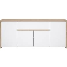 Träfiber Sideboards Ebuy24 Next Skänk 4 Dörrar 1 Låda Ek-Dekor Vit Högblanka Sideboard 197x84cm