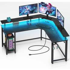 ShipItFurniture L Shaped Gaming Desk with LED Lights and Power Outlets 46.2 in