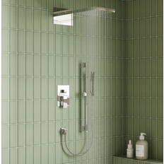 Shower Sets Everstein Dual-Function Wall Mounted Waterfall and Rainfall Shower Faucet Set 22 x 10 in Chrome