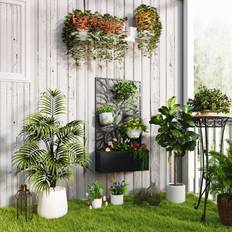 OutSunny Metal Raised Garden Bed with Trellis