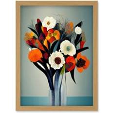 Oak Framed Art ARTERY8 Modern Abstract Winter Flower Floral Bouquet One Size Framed Art