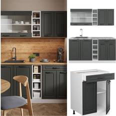 Cuisines Équipées Vicco Cuisine R-Line Anthracite Maison De Campagne Blanc