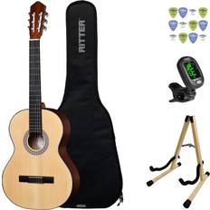 Santana Akustiska gitarrer Santana Classical 18 Vänsterhänt Spansk Gitarr Paket Satin