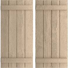 Windows Ekena Millwork Rustic Four Board Joined Board 22 W x 52 H Rough Sawn Per Pair Primed Tan Timber Window Shutter