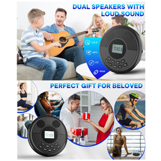 Jojomino Portable Bluetooth CD Player Rechargeable Discman with Dual Speakers and Headphones