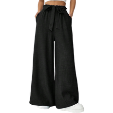Shein Womens Solid Color Pleated Pocket TieWaist Cropped Pants With Simple Design Suitable For Daily Casual Wear