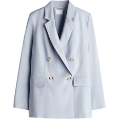 Jacketts H&M Double Breasted Blazer - Light Blue
