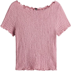 H&M Overlock Detail Crinkled Top - Dusty Pink