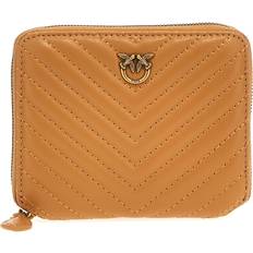 Pinko Portefeuille Carré À Contour Zippé En Cuir Nappa Matelassé - Marrone