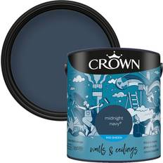 Navy blue paint Crown Walls and Ceilings Mid Sheen Emulsion Wall Paint Midnight Navy 2.5L