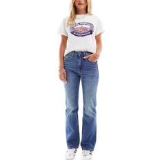 D98 Petite Vintagetvättade Raka Jeans - Blå