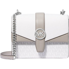 Michael Kors Small Color-Block Signature Logo Crossbody Bag - White