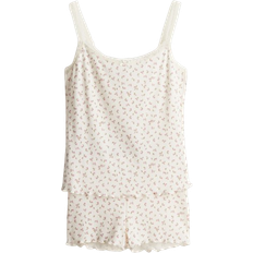 Nachtwäsche H&M Ribbed Pajamas - Cream/Pink Floral