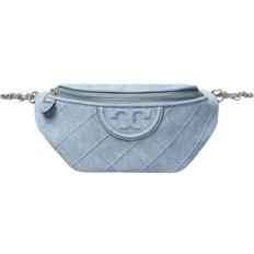 Tory Burch Fleming Denim-Print Suede Belt Bag - OS